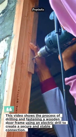 Door Frame Drilling Process | Precision Wood Installation #Carpentry #DIY #Construction