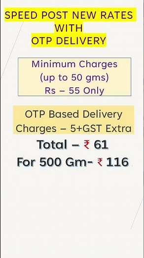 Speed Post New Rates with OTP #postaldost