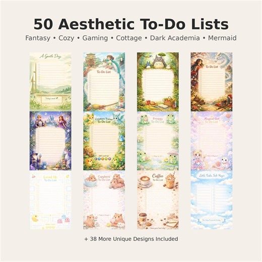 50 Aesthetic to Do Lists Printable A4 & A5 | Fantasy Cozy Planner Pages | Dark Academia Cottagecore TV Inspired | Instant Download - Etsy