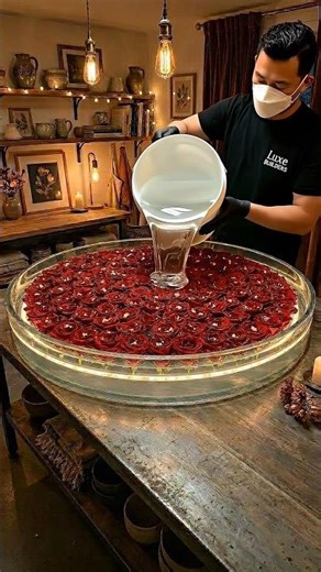 Creating a Luxurious Red Rose Epoxy Resin Table 🌹✨