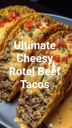 🌮 Ultimate Cheesy Rotel Beef Tacos #shorts #tacos