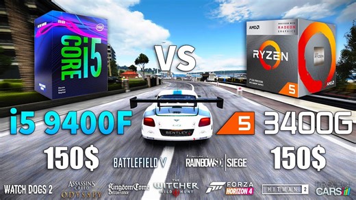 Ryzen 5 3400G vs Core i5 9400F test in 9 games