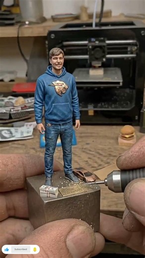 Detailed MrBeast Miniature Crafting: Hand-Carving the Base!