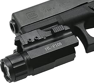 HiLight P10S 500 Lumen Pistol LED Strobe Flashlight with Weaver Quick Release for Glock Series, Sig Sauer, Smith & Wesson, Springfield, Beretta, Ruger, and Heckler & Koch, etc.