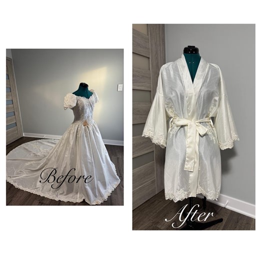Custom Bridal Satin Robe / Repurposed Entirely From Your Wedding Dress / Personalized Robe With Lace Made From Your Wedding Dress - Etsy