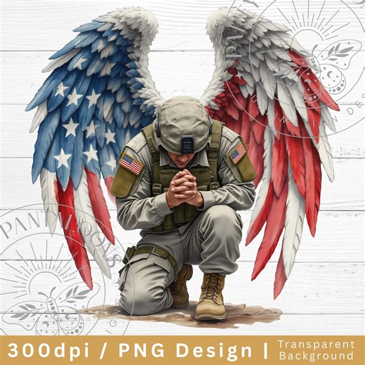 Kneeling Hispanic Soldier With Angel Wings, Military Png, Us Soldier, Angel Wings Clipart, Digital Download - Etsy