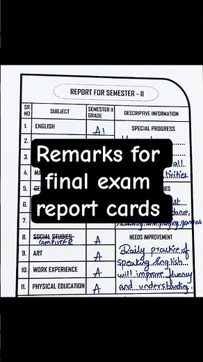 Report card remarks for students#reportcard #result #school #teacher #shorts #education #viral