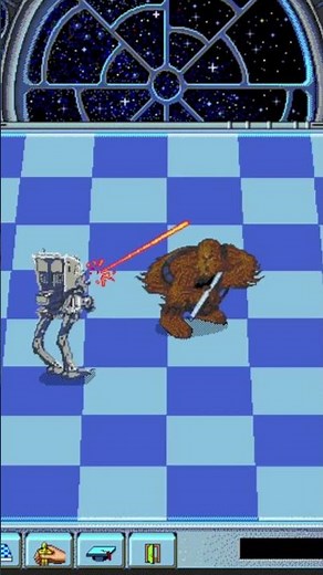 STAR WARS Chess - ATST(Rook) vs. Chewi(Knight) - Fight - Dark Side - MS-DOS #starwars #chess