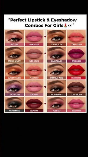 Perfect Lipstick & Eyeshadow Combos Every Woman Should Know 💄✨#lipstick #beautytips #styleguide