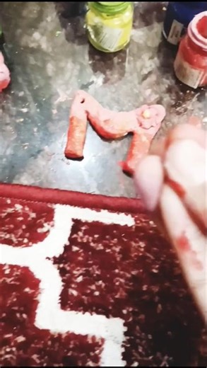 DIY name keychain using fevicryl molded clay