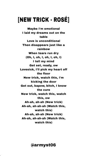 Rosé - new trick (lyrics)