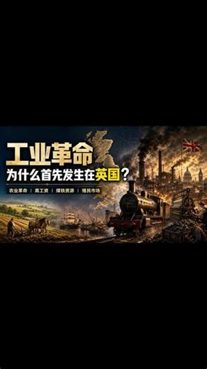 工业革命：人类进入工业时代 #历史 #工业革命 #英国 参考文献：哥伦比亚大学：《英国工业革命文献》英国国家档案馆：《工业革命档案》C. 尼克·哈雷、N. F. R. 克拉夫茨：《模拟英国工业革命的两种观点》R. C. 艾伦：《为什么工业革命发生在英国：商业、诱导性发明与科学革命》《经济史杂志》：《英国工业革命相关研究》
