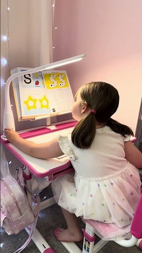 Cosvalve Kids Study Table and Chair Set,Adjustable Girls School Writing Study Table