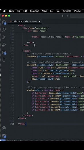 Tutorial CV dengan HTML | Step by Step Mudah Dipahami #shorts