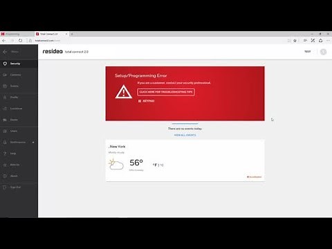How to correct the Total Connect 2.0 setup/programming error for VISTA Residential Panels - Resideo