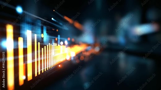 Data concept visualization interface, information management system, digital database display, technology infrastructure representation, computing network structure, defocused digi