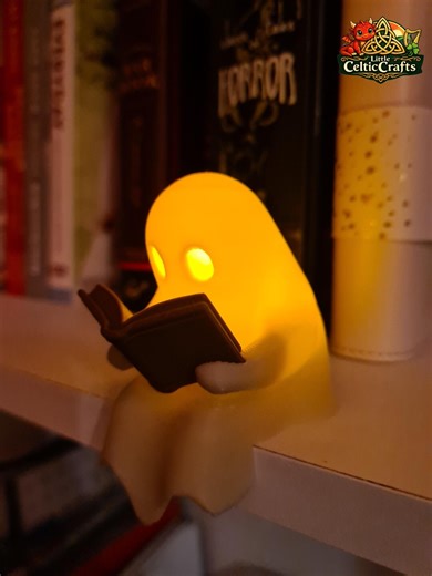 Cute Little Ghost Sitting on a Shelf Reading a Book With Flickering Tealight, Book Lover Gift, Cosy Home Ornament, Gift Idea, Handmade - Etsy UK