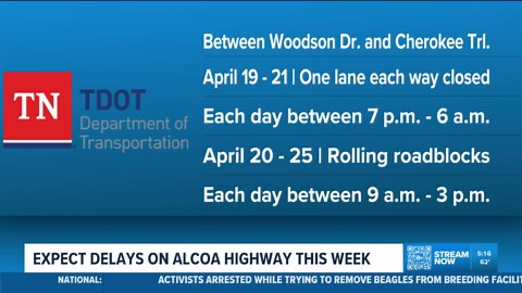 Alcoa Highway sees traffic impacts this week as construction continues