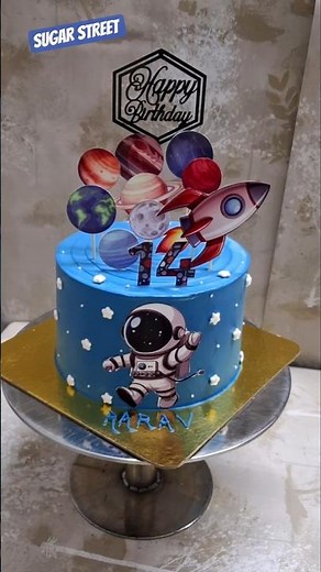 1.5 kg space theme cake design without fondant|Astronaut rocket planets stars cake