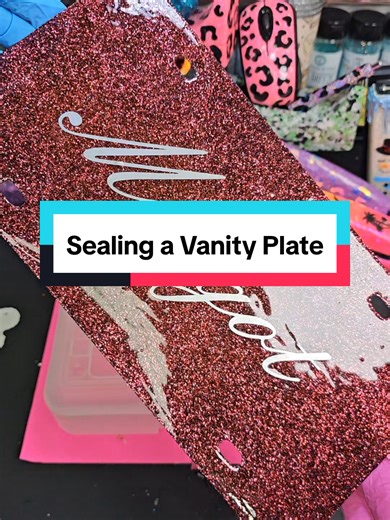 Let's seal a glitter car vanity plate with uv resin from Counter Culture DIY and add personalization! 🥰💕✨️ #glitter #resin #car #diycrafts #craftideas @Counter Culture DIY