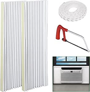 Memrita Window Air Conditioner Side Panels Kit, Adjustable Air Conditioner Replacement Screen, Window AC Side Panels Fits Up to 17 x 10 inch, White