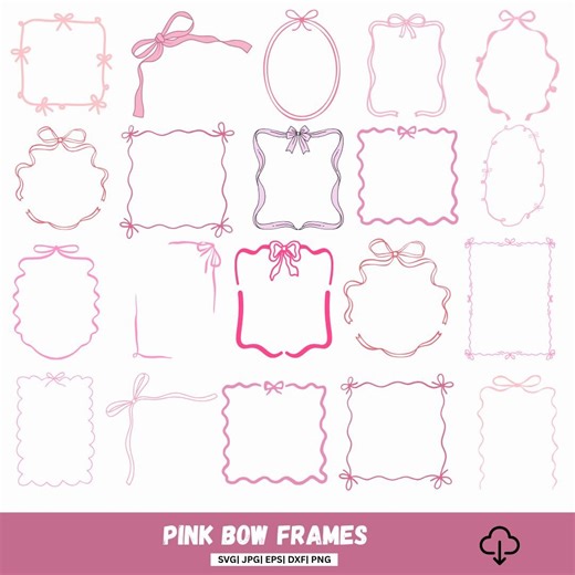 Bow Frames SVG Bundle (25 Designs) | Coquette Ribbon Bows & Wavy Borders | Commercial Use - Etsy