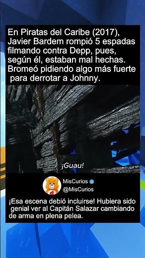 En Piratas del Caribe (2017) Salazar rompió su espada...