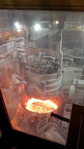Steel Furnace Melting Process - Crane View