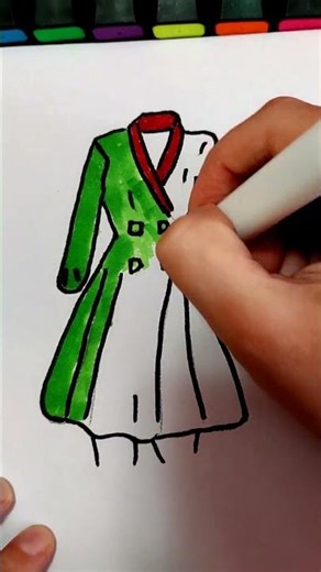 Drawing a Green Cloak with Markers - ASMR #art #drawing
