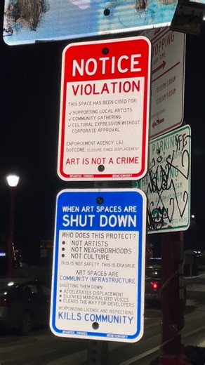 Step Outside on Instagram: "Back to its bland self! See you all again this Spring or Summer! Where will we pop up next?? Our shows emulate the exact formula of street art and graffiti. You have to catch it before it’s gone! Thank you again to all the artists and supporters of the show. We’ll be back better, stronger, and safer 🖤 Special thanks to @emeyewhisky for the dopest of signs. And @take.ah.hike for the dopest of stickers. And all the other stickers still riding in remembrance!"