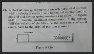 A block of mass m sliding on a smooth horizontal surface with a... | Filo