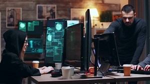 Stock Video Group Of Hackers Working Live Wallpaper For PC