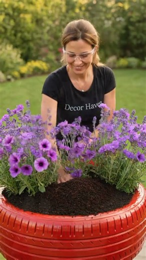 DIY Tire Teacup Planter 🌸 | Creative Garden Decor from Old Tires #shorts #diy
