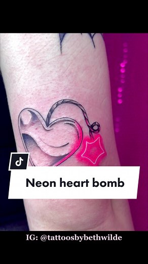 Galentines Neon Heart Tattoo Flash Day