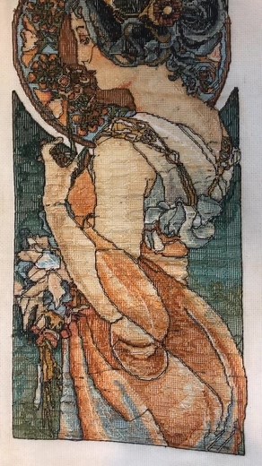 Alphonse Mucha Primrose Artwork and Cross Stitch Patterns