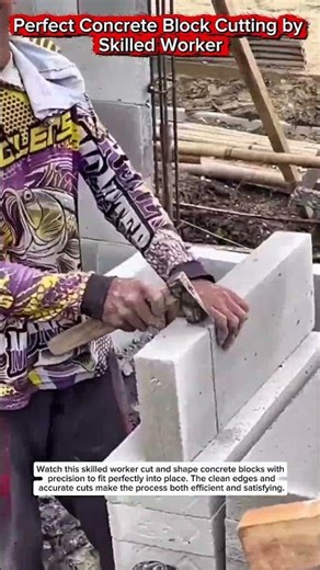 Perfect Concrete Block Cutting by Skilled Worker