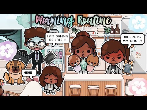 Family of 6 *MORNING ROUTINE* ☀️🥞 *with voice 🎙️* 💐 Toca Boca Life World Routine 🌍🍒
