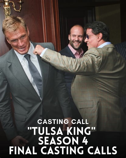 🎬🔥 Final Casting Calls: “Tulsa King” Season 4 The hit Paramount series “Tulsa King,” starring Sylvester Stallone, is now holding final casting calls for Season 4, and this could be your last chance to land a role in one of TV’s most talked-about crime dramas. Created by Taylor Sheridan, Tulsa King follows New York mafia capo Dwight “The General” Manfredi as he builds a new criminal empire in Tulsa after being released from prison. The series has become a fan favorite thanks to its intense stor