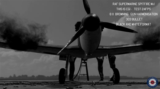 This is CGI - This is a much older animation of ours in black and white, created to give a small insight into gun harmonisation. It was an RAF procedure of adjusting an aircraft’s wing-mounted guns so their individual bullet streams crossed at a chosen distance ahead of the plane (commonly ~250 yards on Spitfires), concentrating fire into a tight pattern on the target. Armourers performed it on the ground using test firings onto a target bank, tweaking gun mounts and sights to achieve the desire