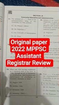 MPPSC assistant registrar 2022 Original paper