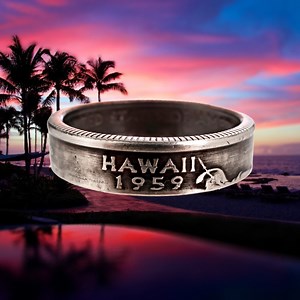 Hawaii Coin Ring | Handmade Ring | Stacking Ring | Minimalist Ring | Anniversary Gift - Etsy