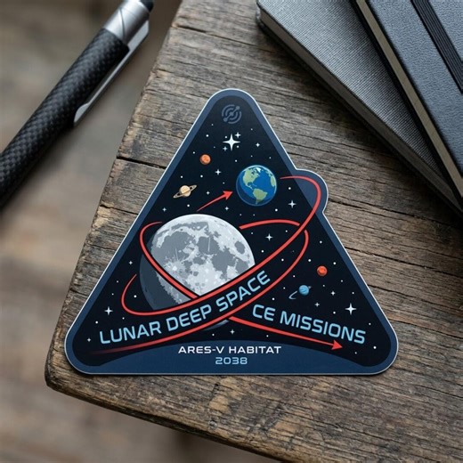 Lunar Deep Space Mission Sticker, Ares V Habitat 2038 Decal, Retro Space Exploration Vinyl Sticker, Sci-fi Mission Patch Style - Etsy