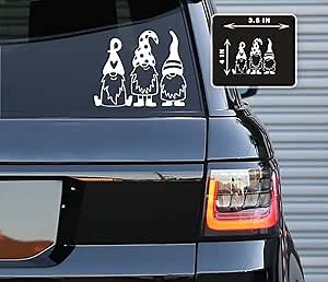 Gnome Christmas Vinyl Decals Stickers for Cars, Vans, Trucks, and Laptops (White 4x3.5)