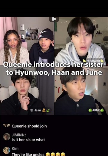 Her sister’s so funny @퀴니 queen @임다다 @한 Haan 🧸🍃 @🍋‍🟩Hyunwoo🍋‍🟩 @🍏JUNE🍏 #queenie #tiktoklive #korean #fyp #viral