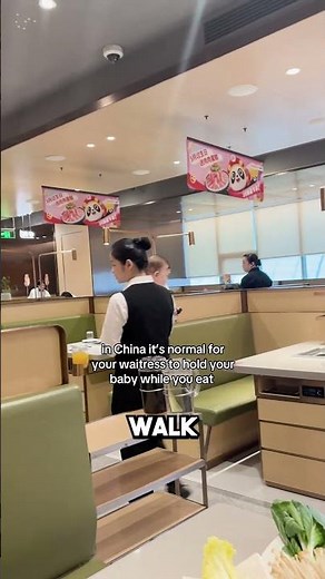 Unique Restaurant Service Waitress Carries Customer’s Baby