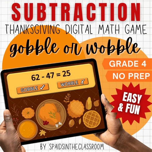 Gobble Till You Wobble Subtraction Grade 4 Thanksgiving Games Kids Challenge