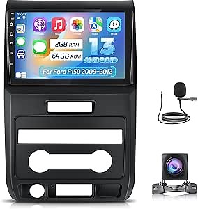 [2+64G] NHOPEEW Car Radio for Ford F150 F 150 F-150 2009-2012, 9 Inch Touchscreen Android Car Stereo, Wireless Carplay and Android Auto, DSP, Multiple UI, GPS, WiFi, SWC, BT + AHD Backup Camera
