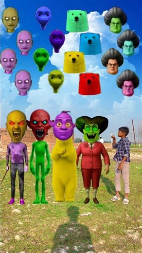 Scary Teacher 3D,Dancing Bear and grand Pa, Dancing Alien & Me Correct Head Matching #shorts #vfx