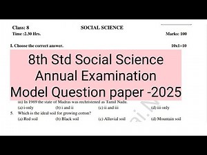 8th Social Science Annual Exam Question Paper 2025 | 8th Standard Social