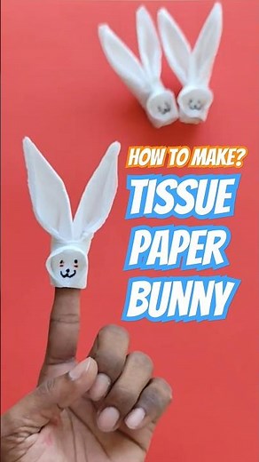 Make this cute rabbit finger puppet using just one tissue paper — no glue, no scissors!Quick & easy!